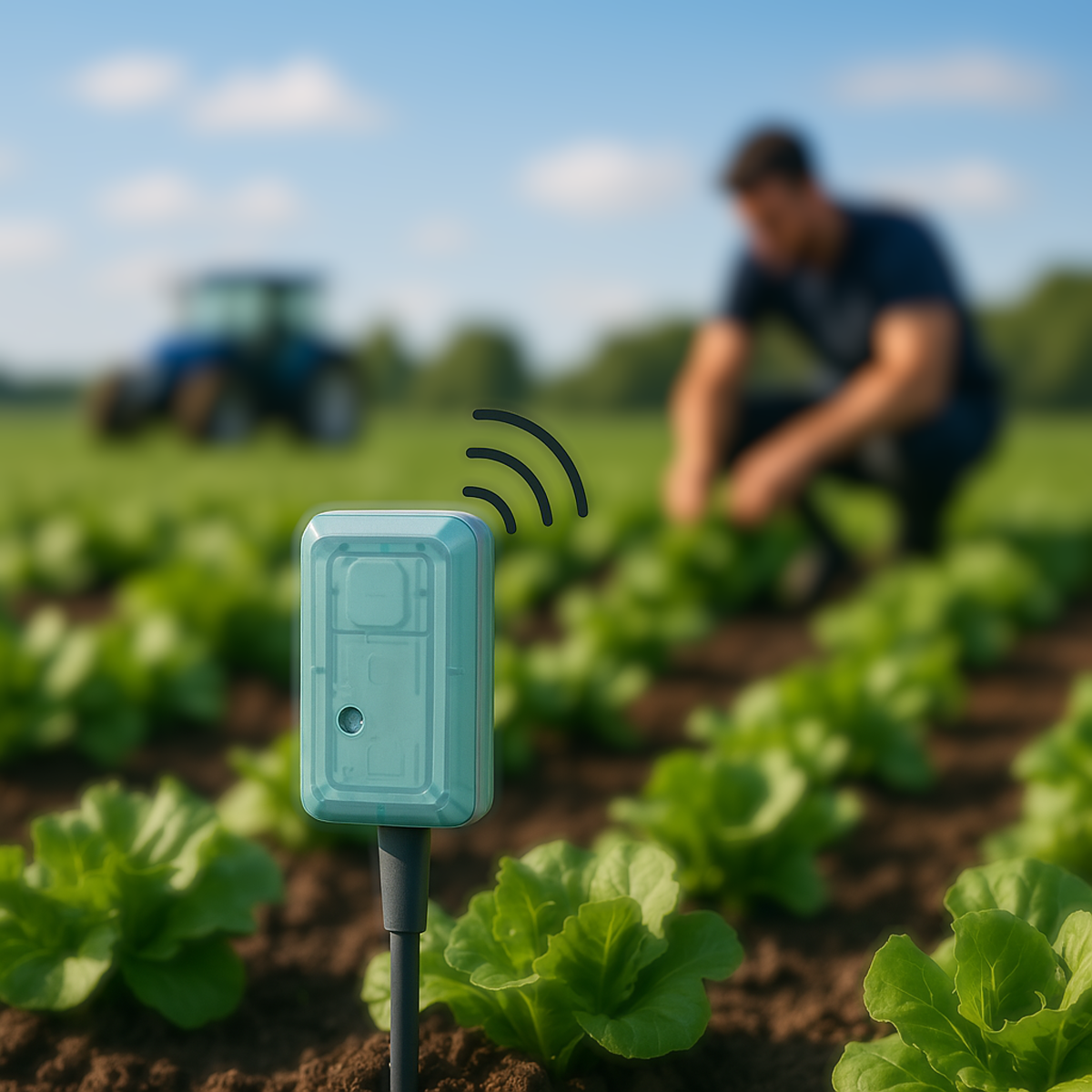 Capteur LoRaWAN dans un champ
